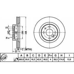 TARCZA HAMULCOWA WENTYL. ŚR. ZEW. 260mm MS